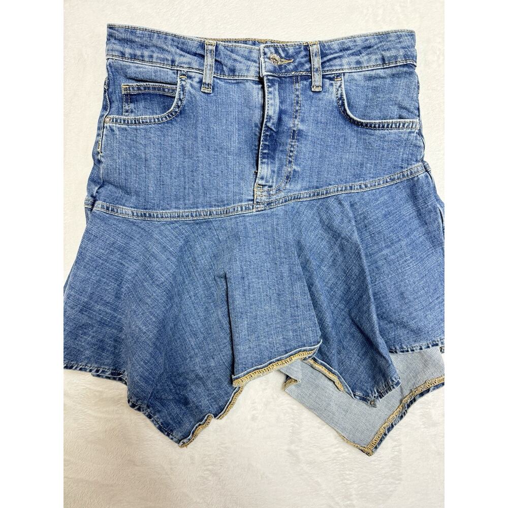 Free People Alara Midi Skirt Denim Size 8 Asymmetrical Cowgirl Festival